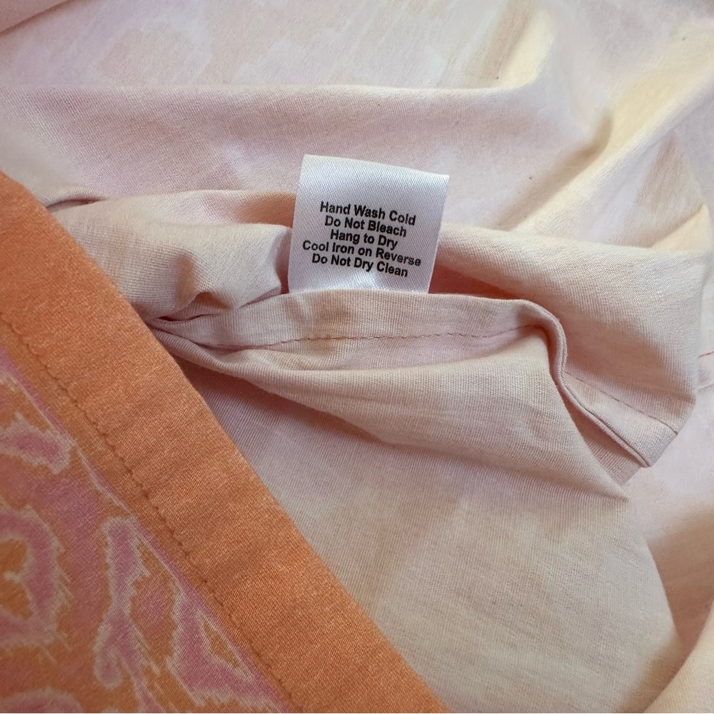Bella Tu Dress Collar V Neck 3/4 Sleeve Vibrant Orange & Pink Women’s Size S - Picture 10 of 10